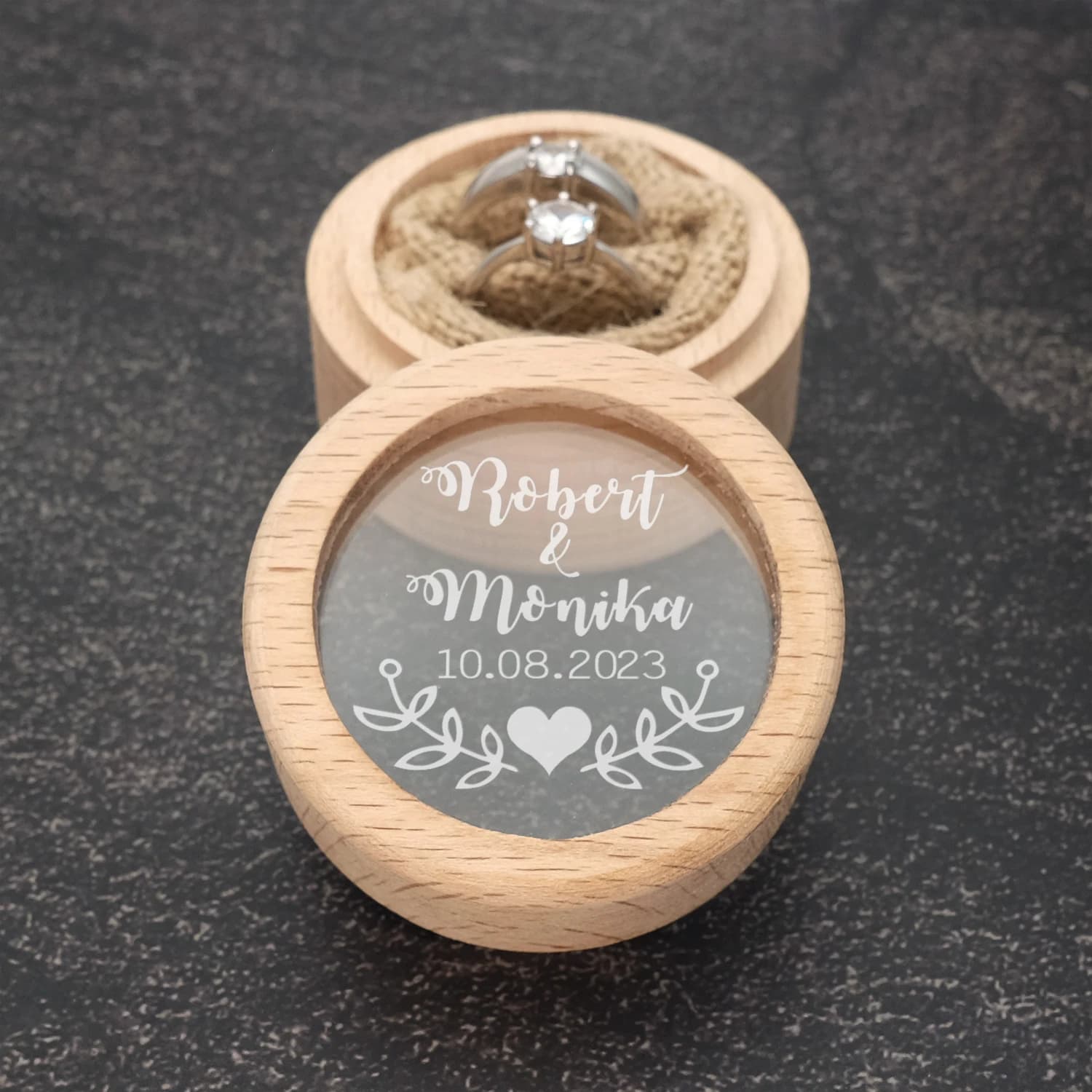 Caixa de anéis de casamento personalizada caixa de anel de madeira noivado anel de casamento travesseiro personalizado anel portador proposta anéis titular