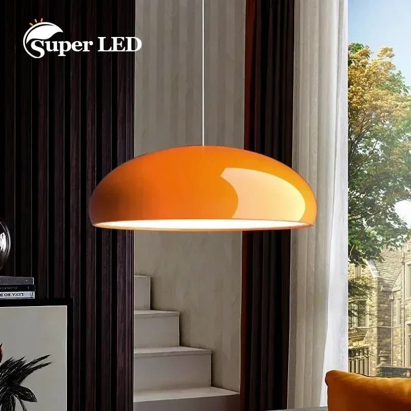 Luminária pendente nórdica minimalista laranja para sala de estar