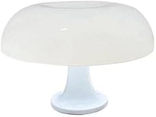 Luminária de mesa retrô cogumelo branca com cúpula transparente e base cilíndrica