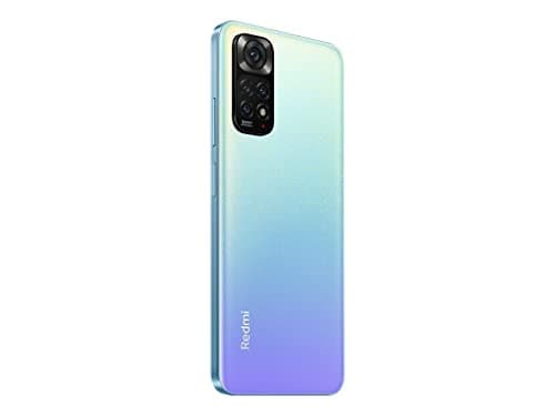 Smartphone Xiaomi Redmi Note 11 com acabamento gradiente azul e roxo