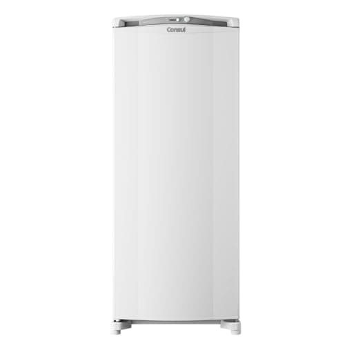 Freezer Vertical Consul 231 Litros CVU26FB 110V, branco, porta de vidro, logo da Consul