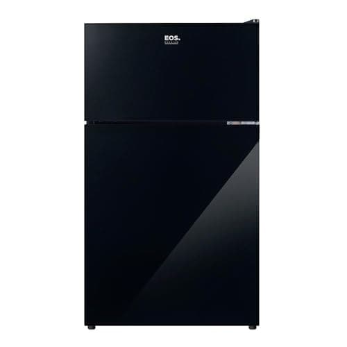 Frigobar Eos 88 litros duplex preto com porta de vidro frontal