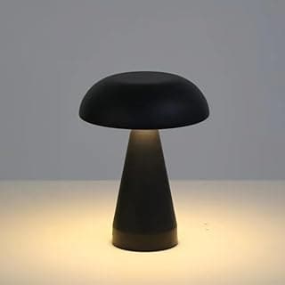 Luminária de mesa LED cogumelo retrô preta com design elegante