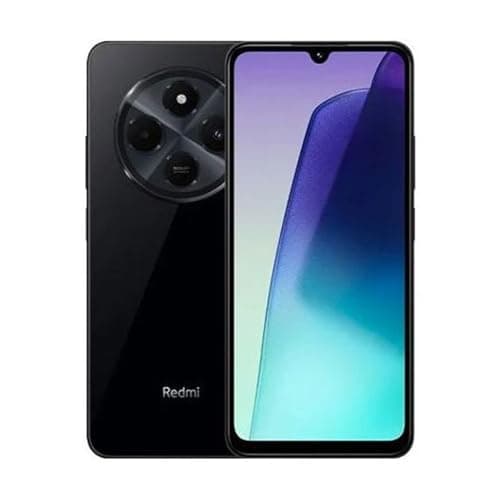 Smartphone Redmi 14C 8GB RAM 256GB ROM Midnight Black (Preto) em exibição frontal e traseira.