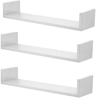 Kit 3 Prateleiras Nichos em U 80x25 MDF Branco com Suporte Flutuante Invisível