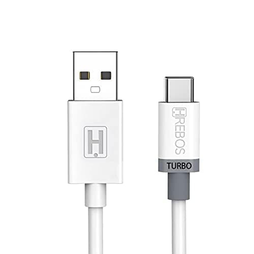 Cabo USB Turbo compatível para Xiaomi Redmi Note 7, Note 8, Note 9, branco, 1 metro, tipo C, FIREBOS TURBO