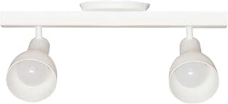Luminária Trilho Spot Duplo Com Canopla 2 Lâmpadas Direcionáveis E27 Cor:Branco