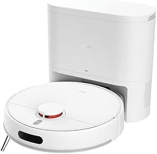 Robô aspirador Xiaomi H40 branco com base de autolimpeza, ângulo frontal