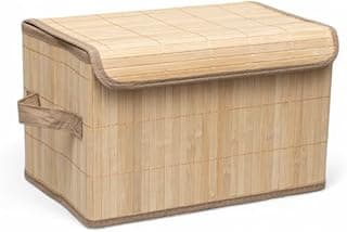 Caixa Organizadora de Bambu Natural com Tampa - Marrom Claro