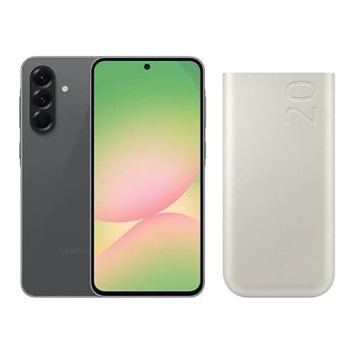 Smartphone Samsung A56 5G em preto com bateria portátil Samsung de 20000 mAh