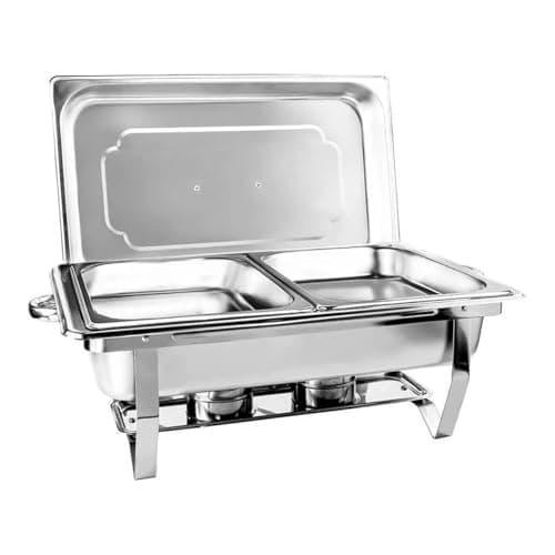 Rechaud retangular 9L gourmet buffet aço inox Brinovar com 2 cubas, elegante e profissional para eventos gourmet.