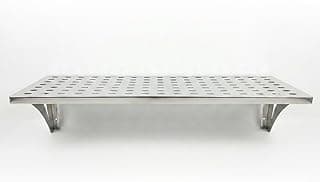 Prateleira inox gradeada 60x26 cm, montagem parede, resistente corrosão, prateado