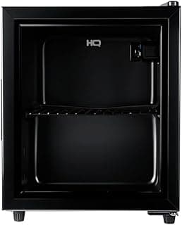 Frigobar vertical preto HQ 50fbpv1 com portas abertas
