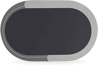 Tapete oval preto ultra absorvente para banheiro e cozinha com base antiderrapante