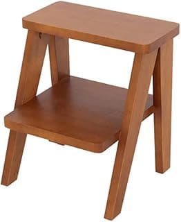Banco Escada de Madeira 2 Degraus Sabor Caseiro Nozes – Escada Clínica, Escadinha Infantil, Mesa de Cabeceira, Banco Multiuso – Madeira Pinus Resistente, Suporta 120kg