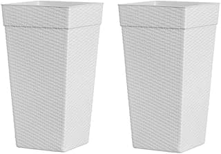 Kit de dois vasos decorativos de plástico trançado branco para decoração de interiores