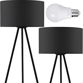 Gimpo, Abajur Luminária Mesa 48 e 75cm Tripé Altura Regulável Gimpo KJTD-726-PRETO + Lâmpada 9W LED Bivolt