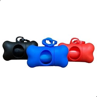 Kits de saquinhos higiênicos para animais de estimação em formato de osso, cores preta, azul e vermelha
