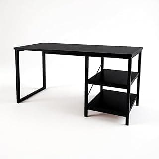 Mesa Escrivaninha Com Nichos Home Office Estudo Industrial 120cm Escritório (Preto)