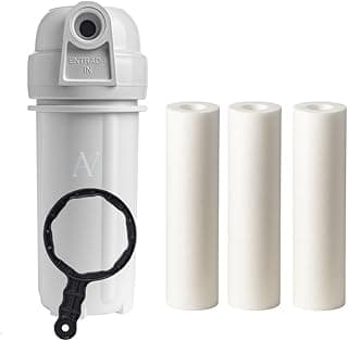 Kit de filtro para caixa d'água com três refis de polipropileno brancos e filtro principal branco