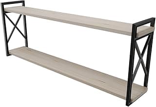 Prateleira Grande Estilo Industrial 15x100cm Madeira Pinus – Prateleira de Parede para Ambientes Amplos Suporte Preto