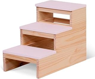 Casa Decoratta Escada Madeira Pinus e MDF Laqueado 3 Andares para Quarto e Banheiro Rosa Bebê