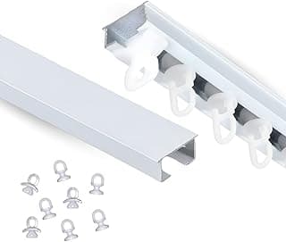 Trilho para cortina de teto em alumínio branco com deslizadores plásticos incluídos