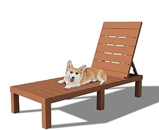 Espreguiçadeira de resina DIMAR GARDEN caramelo com cão corgi