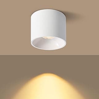 Luz de teto regulável de montagem embutida, luminárias modernas próximas ao teto para corredor, armário, LED 3CCT 2700K-6000K Luz de teto cilíndrica para sala de estar cozinha hall de entrada, branco