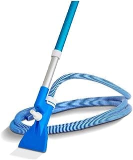 Aspirador para piscina com venturi azul e branco para limpeza eficiente.