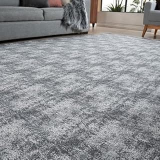 Tapete mesclado cinza antiderrapante para sala de estar, 4,00 m x 3,00 m
