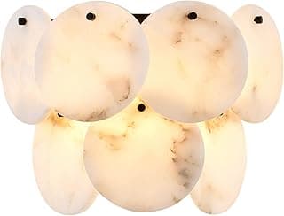 Arandela de parede moderna com lâmpadas de alabastro em mármore branco e bege