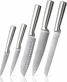 Jogo de facas de aço inoxidável profissional de 5 peças com cabo ergonômico e lâmina ultra afiada