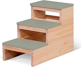 Casa Decoratta Escada Decorativa de Madeira Pinus com MDF Laqueado 3 Andares para Quarto e Banheiro Cor Verde Chá