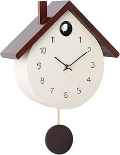 Baoblaze Relógio de parede de madeira com carrilhão, pêndulo e volume ajustável, com visor em algarismos arábicos, ideal para presentear familiares e amigos, Bege