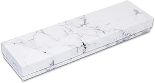 TheDisplayGuys – Embalagem com 25 caixas de joias de papel de papelão preenchidas com algodão #82 – mármore branco (20 x 5 x 2,5 cm) - para envio ou armazenamento