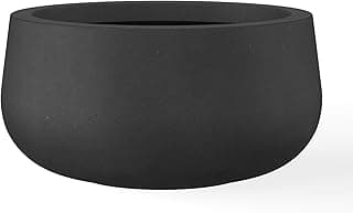 Vaso de concreto preto de 30 cm com design curvilíneo para jardim interno ou externo