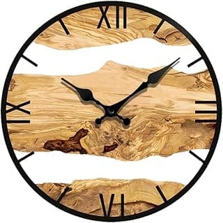 Baoblaze Relógio de parede de madeira silencioso, decorativo, artístico, 30 cm, criativo, para sala de jantar, escritório, sala de aula e quarto, Cor de Madeira