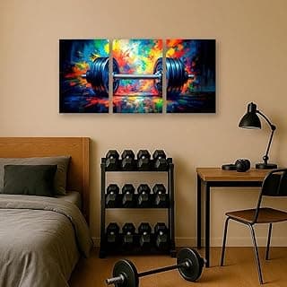 Kit de 3 quadros decorativos fitness para academia, estilo moderno, multicolorido