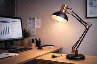 Luminária Articulável de Mesa com Garra Multifunção Cabeça Giratória 360° Base Fixa ou Fixação em Bancada, Design Industrial Ideal para Escritório, Estudos, Leitura e Home Office Pixar - SHACK