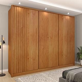 Guarda-roupa de casal ripado 6 portas 6 gavetas cinamaomo