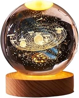 Luminária de Mesa Bola de Cristal Sistema Solar Galáxia – Iluminação Mágica e Decoração Espacial para Seu Ambiente!