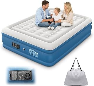 Trailabo Colchão Inflável Casal 205 * 155 * 38 CM, Infiação e Deflação Rápidas e Automáticas, para Famílias e Camping - Azul Marinho e Cinza (110V)