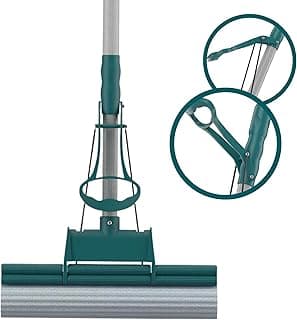 Mop de limpeza geral plus com pano de microfibra e haste telescópica ajustável, verde e branco