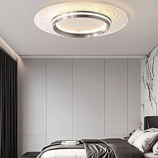 Daksan Luminária LED de Teto Moderno 50cm - 3 Cores Ajustáveis (3000K-6000K), Luz Protetora Estilo Luxo - Design Estrela para Quarto/Cozinha/Banheiro/Corredor (Prata, 64W)