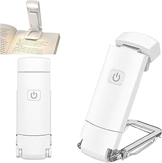 Luminária LED para Leitura Recarregável USB I Brilho Ajustável Portátil Flexível com Clipe Marcador de Página I para Livro, Mesa, Estudo e Viagem (Branco)