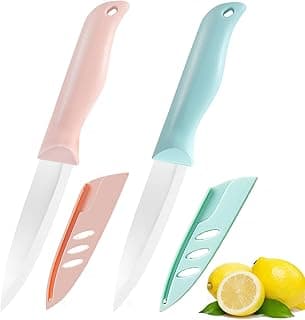 Conjunto de 4 facas de cerâmica de 10 cm com cabos ergonômicos em cores variadas