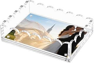 Bandeja recortada de acrílico transparente com design de coração para fotos de casal