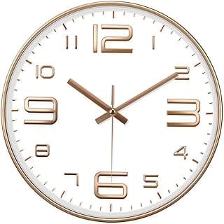 Relógio de Parede Moderno Com Bateria Inclusa, Movimento Silencioso 20 cm, Branco e Rosé Gold Com Números Grandes Para Cozinha, Sala, Escritório, Quarto.