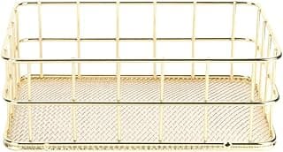 Cesta dourada de arame com fundo de malha, Tiiyee, para organização de despensa